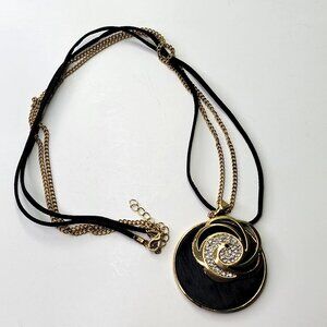 Gold Swirl Pendant Necklace Long Necklace